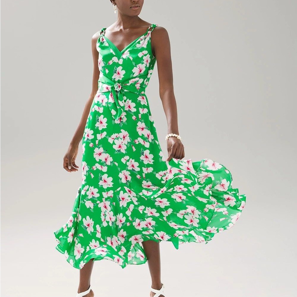 White House Black Market Dress - Green Floral